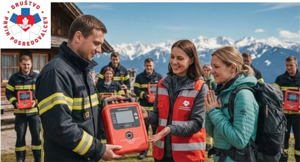 Društvo prvih posredovalcev gasilcem in planincem podarilo defibrilatorje
