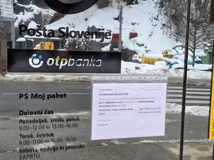 Sedem pošt na Koroškem spreminja delovni čas