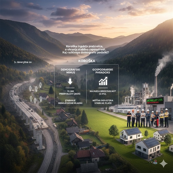 Koroška izgublja prebivalce, a hkrati ohranja stabilno zaposlenost in eno najnižjih stopenj brezposelnosti v državi.